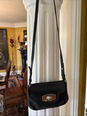 Furla Black Leather Crossbody Bag with Silver Hardware